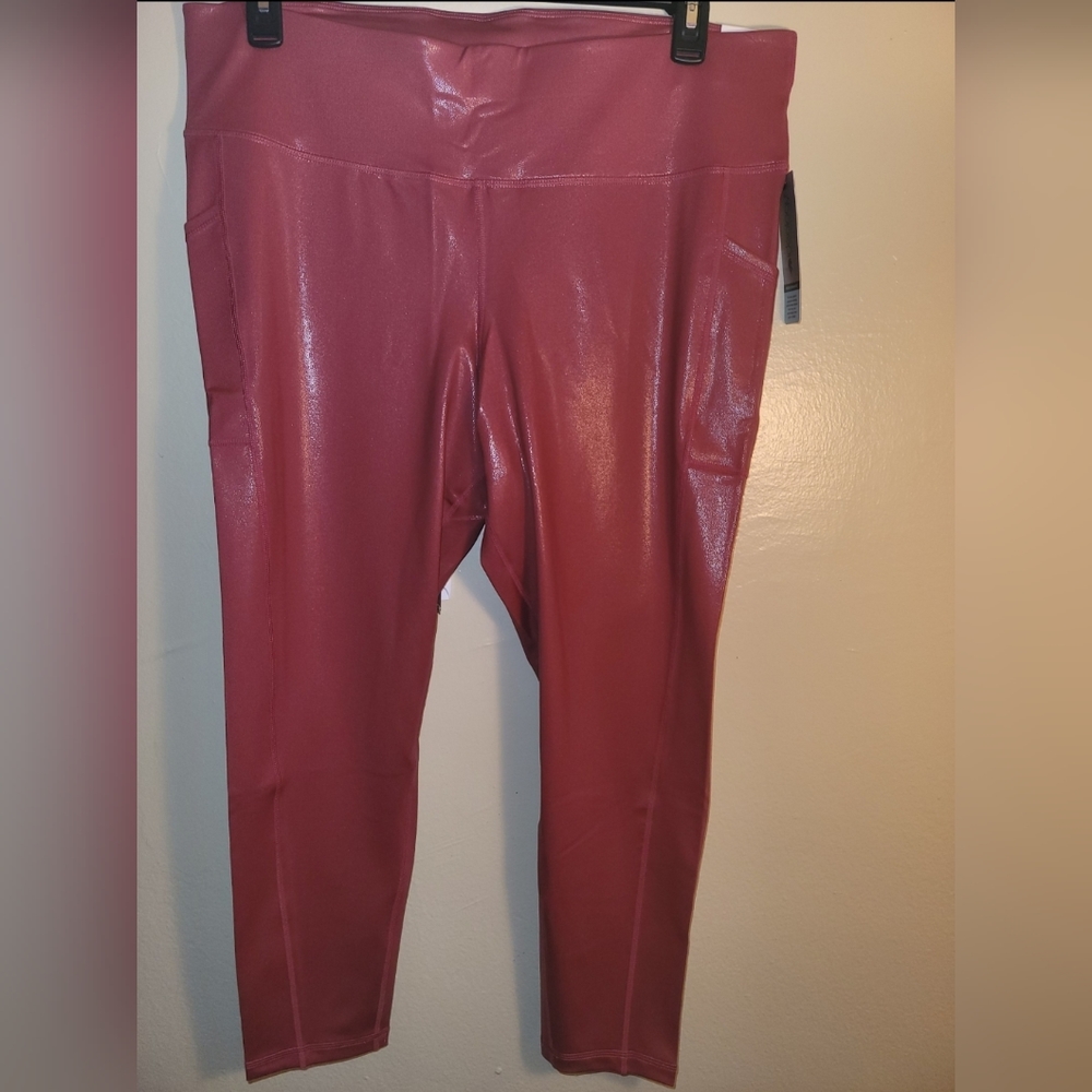 Ideology Plus Size Metallic 7/8 Leggings w. Side pockets Size (2X)